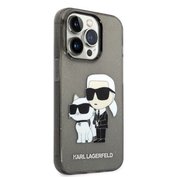 KARL LAGERFELD GLITTER KARL&CHOUPETTE ETUI TIL IPHONE 14 PRO MAX - SORT