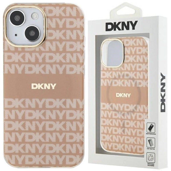 DKNY IML Mono & Stripe MagSafe-deksel til iPhone 15 Plus / 14 Plus - Rosa