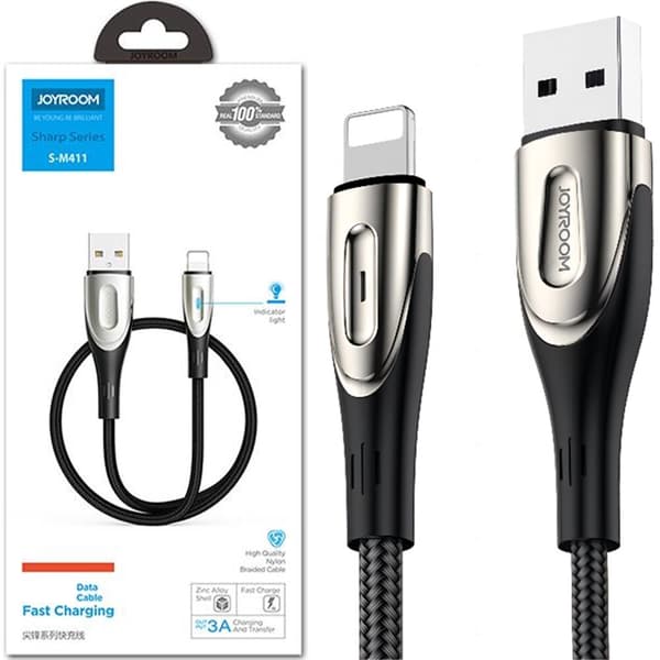 Joyroom Sharp-serien hurtigladekabel USB-A - Lightning 3A 3m svart (S-M411)