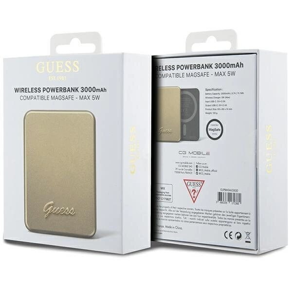 Guess MagSafe Metal Script Logo induksjonsstrømforsyning 5W 3000mAh - gull