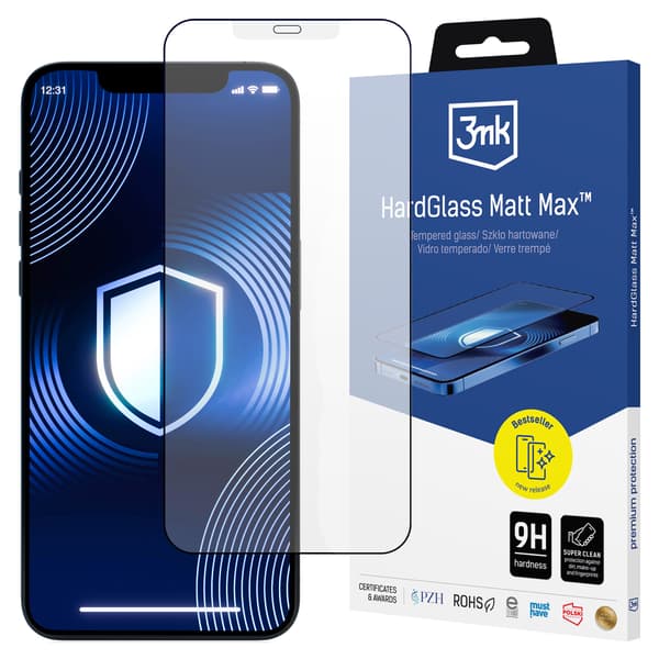 APPLE IPHONE 12 PRO MAX - 3MK HARDGLASS MATT MAX Sort, Transparent