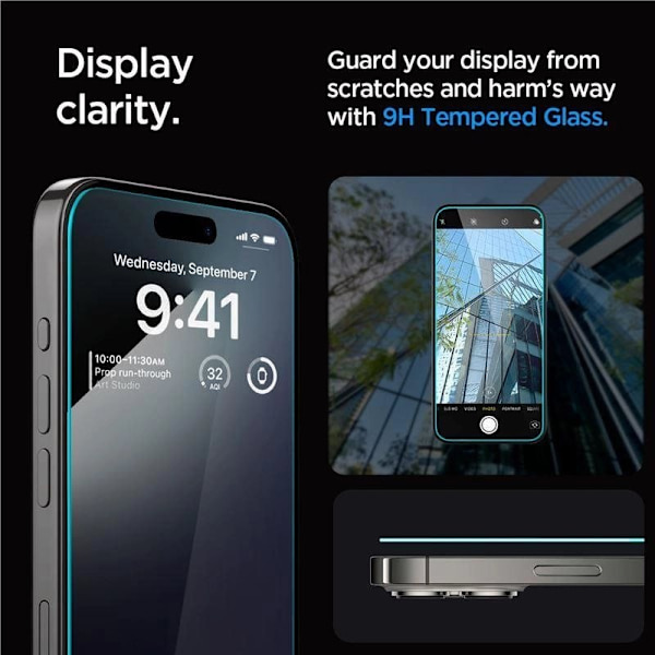 Spigen Glas.tR EZ Fit herdet glass til iPhone 15 Pro Max - 2 stk.