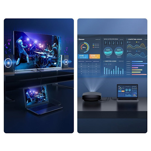 Baseus-kabel HDMI 2.0 4K 30 Hz 3D HDR 18 Gbps 8 m svart (CAKGQ-E01)