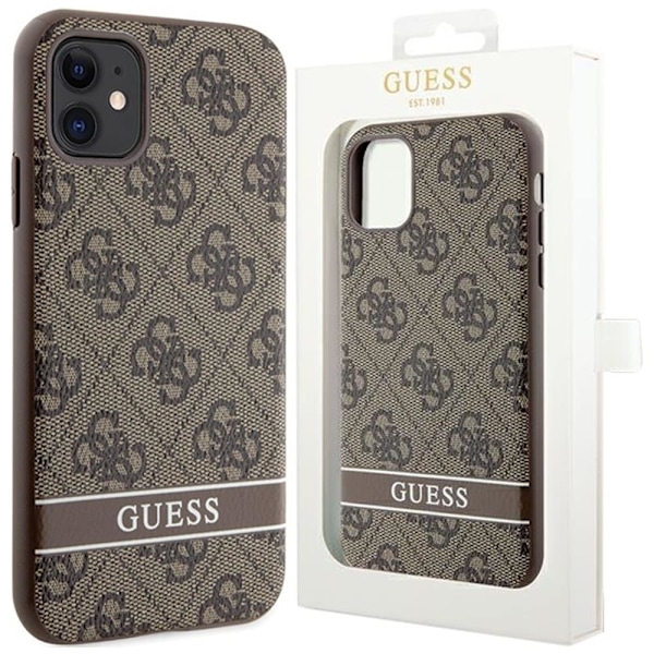 Guess GUHCN61P4SNW deksel til iPhone 11 / Xr - brun 4G Stripe