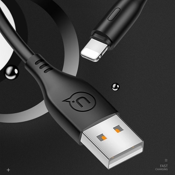 USAMS Kabel U18 lightning 2A snabbladdning 1m svart/svart SJ266USB01 (US-SJ266)
