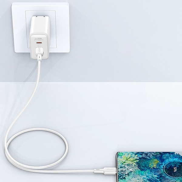 ACEFAST KABEL LANGT STÆRKT USB C - USB C 1,2M 60W (20V/3A) HVID