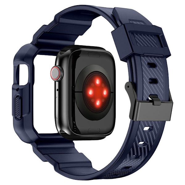 Kingxbar CYF106 2-i-1 pansret etui til Apple Watch SE 8, 7, 6, 5, 4, 3, 2, 1 (41, 40, 38 mm) med blå stropp