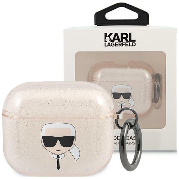 KARL LAGERFELD GLITTER KARL'S HEAD ETUI TIL AIRPODS 3 - GULD