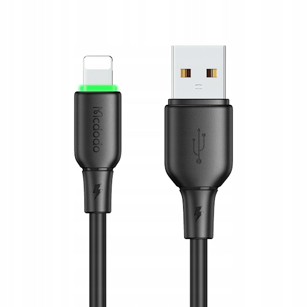 MCDODO LADDARE USB LIGHTNING SNABBLADDNINGSKABEL FÖR IPHONE 1M LED SVART
