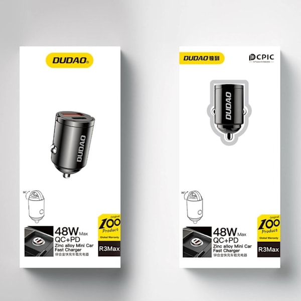 Dudao R3MAX 48W QC PD Mini Billader - Svart