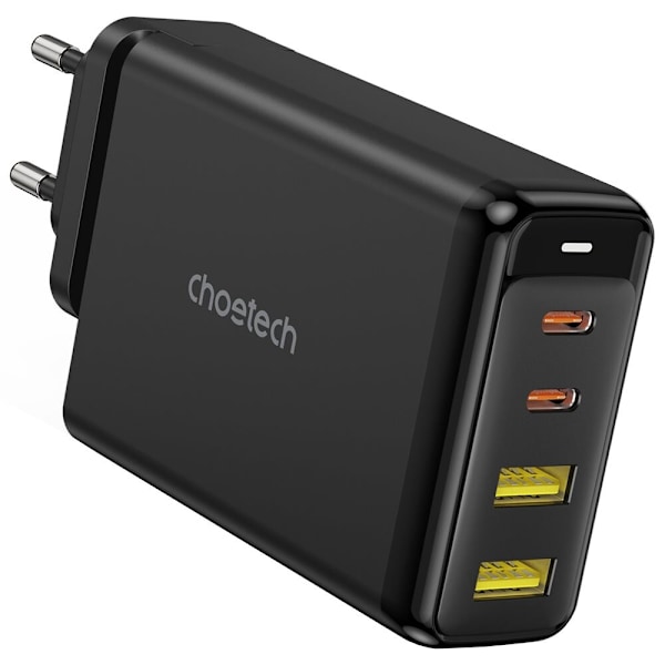 Choetech GaN lader 140W 4 porter (2x USB C, 2x USB) svart (PD6005)