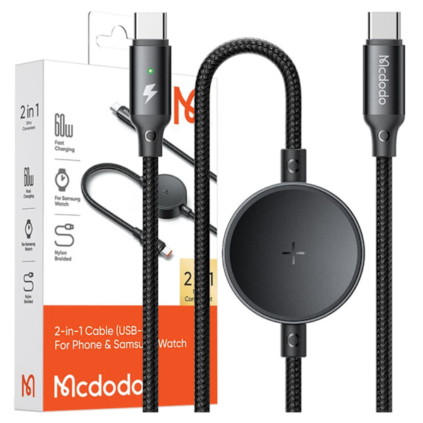 MCDODO INDUKTIV LADDARE FÖR SAMSUNG GALAXY WATCH 2IN1 USB-C KABEL FÖR BÄRBAR DATOR