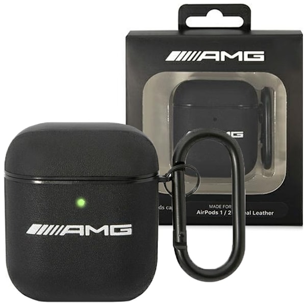 AMG LÆDER BIG LOGO TASKE TIL AIRPODS - SORT
