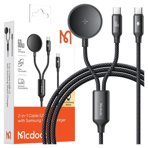 MCDODO INDUKTIV LADDARE FÖR SAMSUNG GALAXY WATCH 2IN1 USB-C KABEL FÖR BÄRBAR DATOR