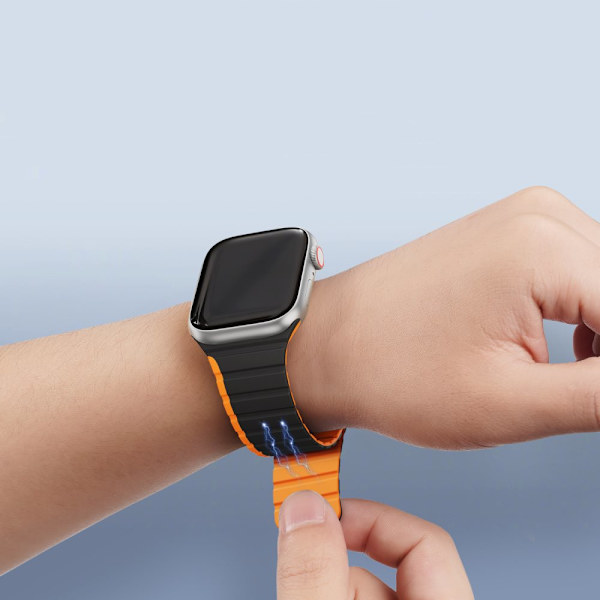 Magnetisk Apple Watch SE 8, 7, 6, 5, 4, 3, 2, 1 (41, 40, 38 mm) Dux Ducis-bånd (LD-versjon) – svart og oransje