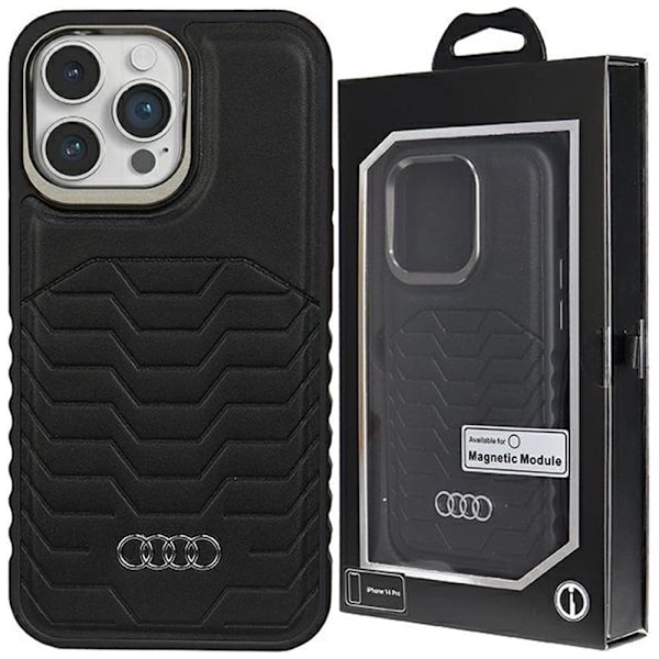 AUDI SYNTETISK LÆDER TASKE MED MAGSAFE TIL IPHONE 14 PRO MAX - SORT