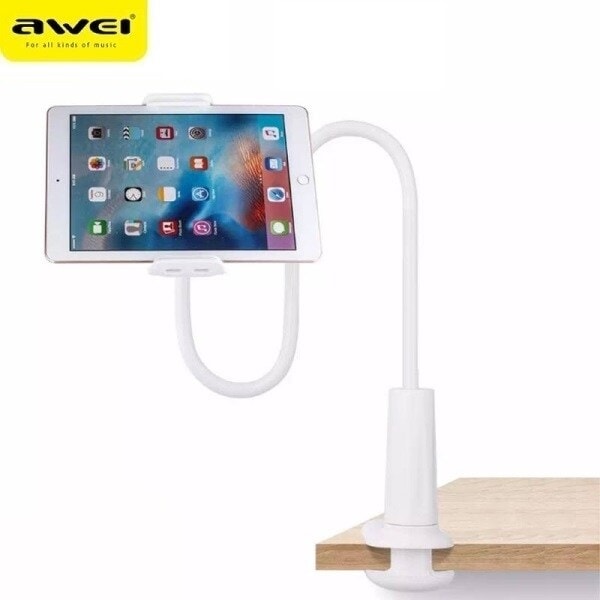 AWEI X3 skrivbordshållare 4"-10,5" vit/vit lång arm