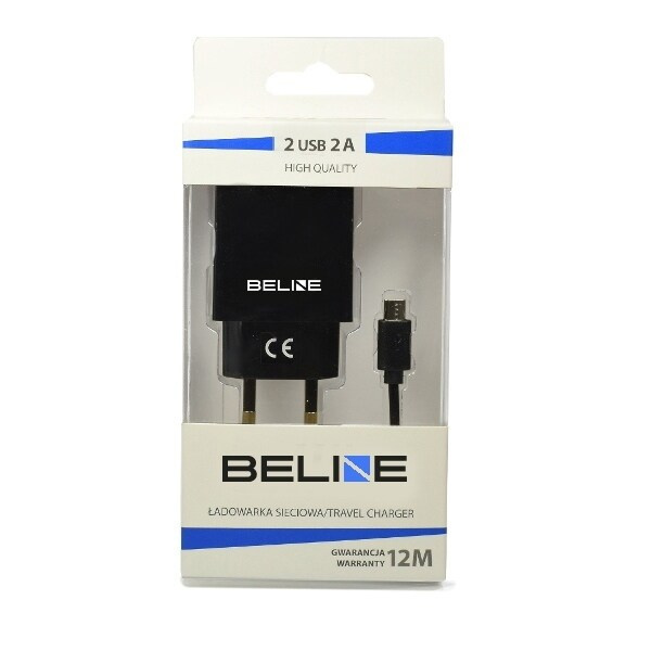 Beline Ład. nätverk. 2xUSB + microUSB 2A svart/svart