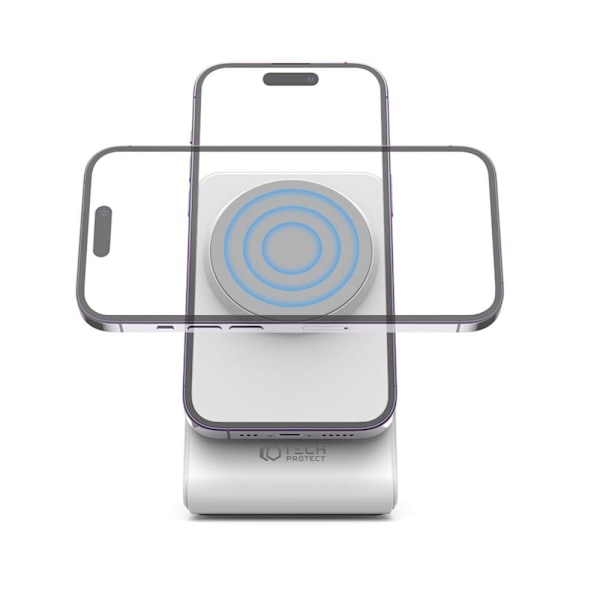 TECH-PROTECT QI15W-A23 MAGNETISK MAGSAFE TRÅDLØS OPLADER HVID