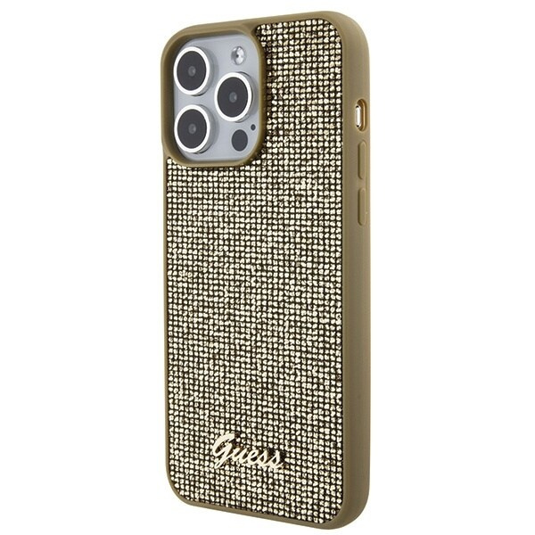 Guess Disco Metal Script-deksel til iPhone 15 Pro Max - Gull