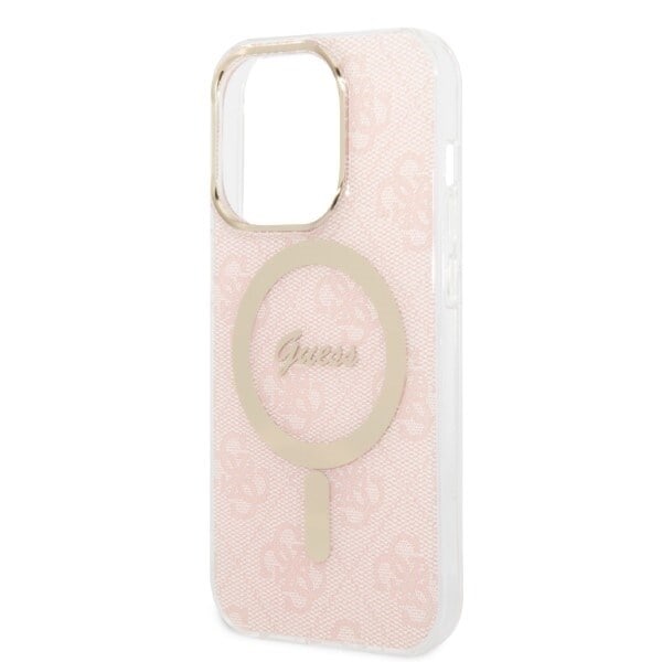 Guess Set MagSafe lader + etui for iPhone 14 Pro 6.1 Rosa 4G-utskrift (GUBPP14LH4EACSP)