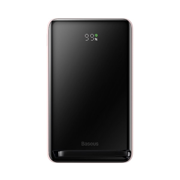 Baseus Magnetic Bracket strømbank med trådløs lading MagSafe 10000mAh 20W Overseas Edition rosa (PPCX000204) + USB Type C -k