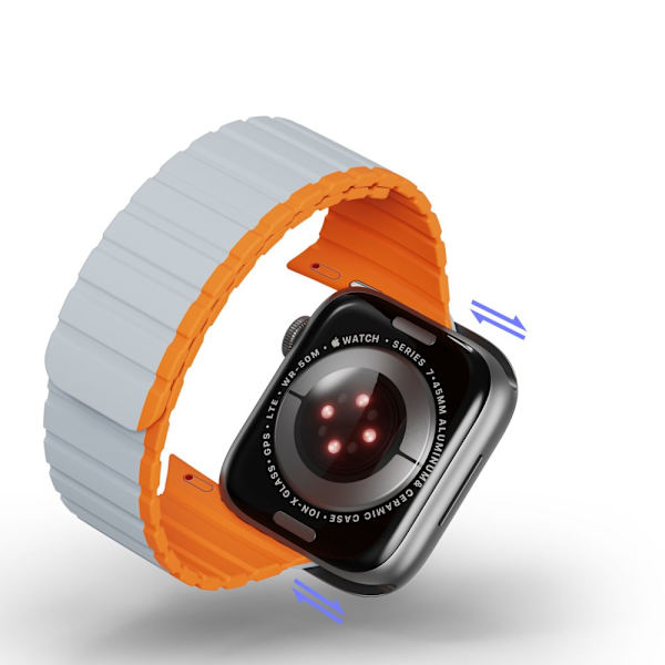 Magnetisk Apple Watch SE 8, 7, 6, 5, 4, 3, 2, 1 (41, 40, 38 mm) Dux Ducis-bånd (LD-versjon) - Grå-oransje