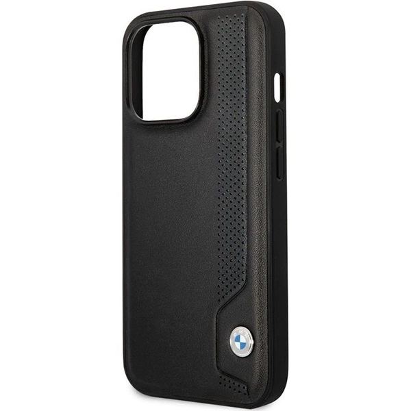 BMW LÆDER BLUE DOTS ETUI TIL IPHONE 14 PRO - SORT