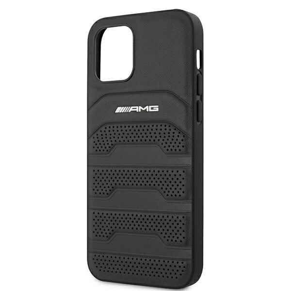 AMG LEATHER DEBOSSED LINES ETUI TIL IPHONE 12 MINI - SORT