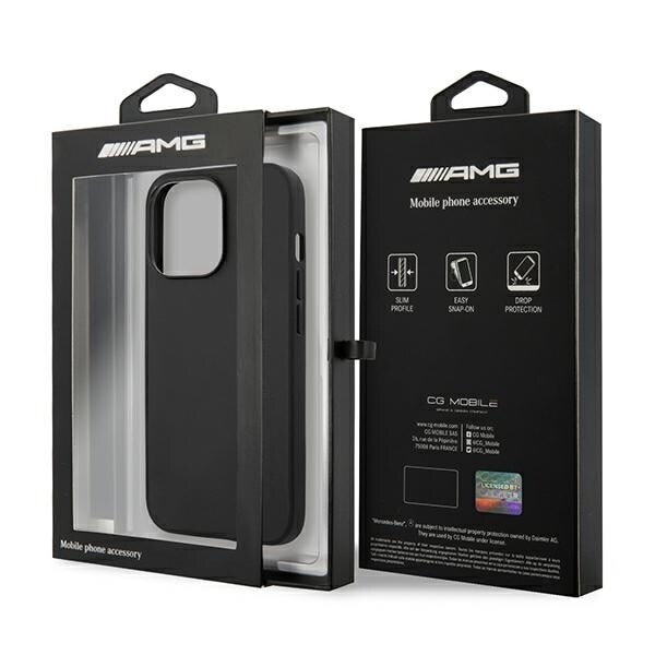 AMG LÆDER HOT STAMPED COVER TIL IPHONE 14 PRO - SORT