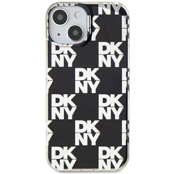 DKNY IML rutete monomønster-deksel for iPhone 15 Plus / 14 Plus - Svart