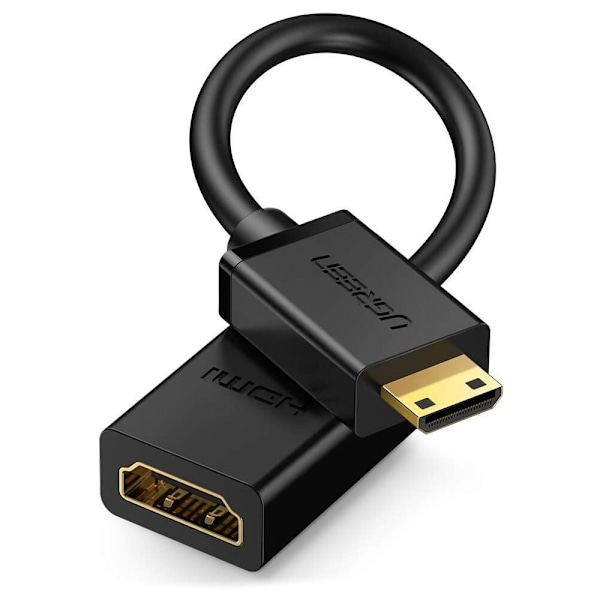 Ugrønn adapterkabel HDMI (hunn) - mini HDMI (hann) 4K 60 Hz Ethernet HEC ARC audio 32 kanaler 22 cm svart (20137)