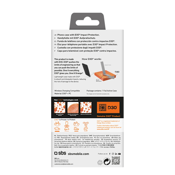 SBS FULL ACTIVE D3O COVER TIL IPHONE 16 PRO MAX - SORT