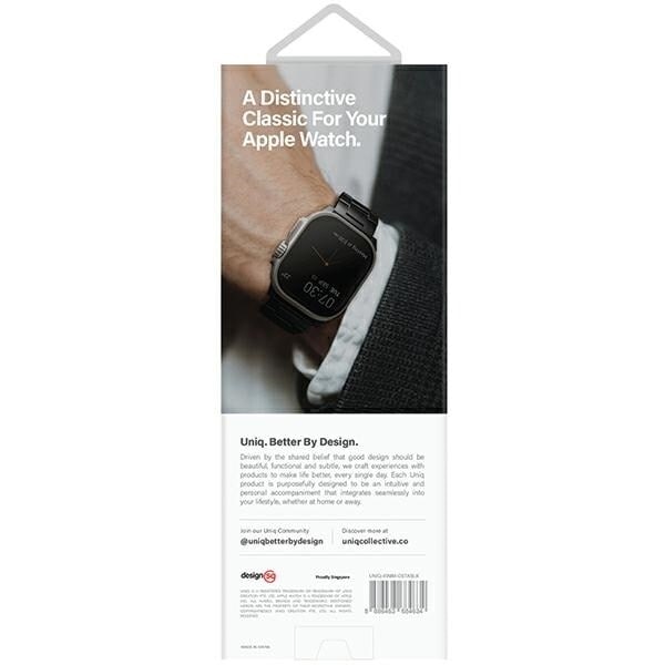 Uniq Kjøp remveske for Apple Watch 42/44/45/49 mm Series 1/2/3/4/5/6/7/8/SE/SE2/Ultra rustfritt stål - svart
