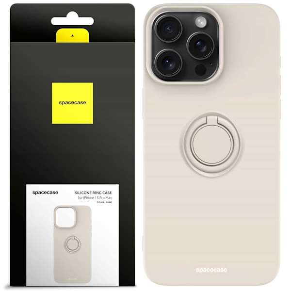 Spacecase Silikon Ringfodral För Iphone 15 Pro Max Bone Case Cover