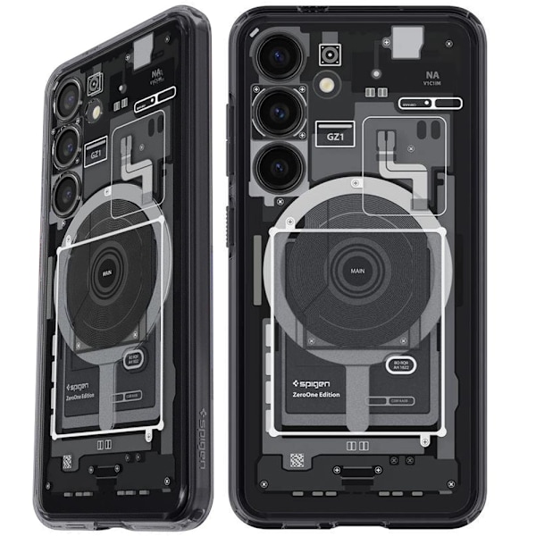 SPIGEN ULTRA HYBRID ONETAP RING CASE MED MAGSAFE TIL SAMSUNG GALAXY S24 - GENNEMSIGTIG (ZERO ONE PATTERN)