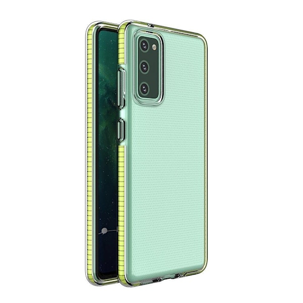 Spring Case beskyttende gelékoffert med fargerik ramme for Xiaomi Redmi Note 10 / Redmi Note 10S gul