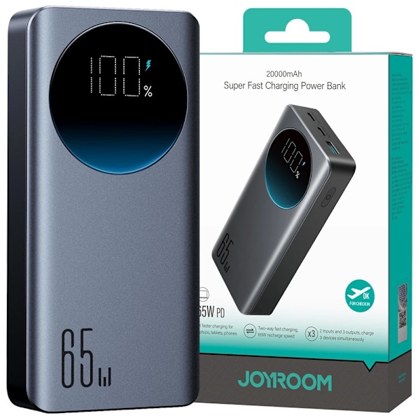 Joyroom Powerbank 65W 20000mAH svart (JR-PBF04) Svart