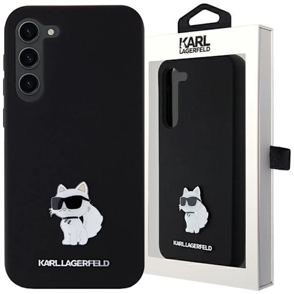 Karl Lagerfeld Silikon Choupette Metal Pin Deksel til Samsung Galaxy S24+ - Svart