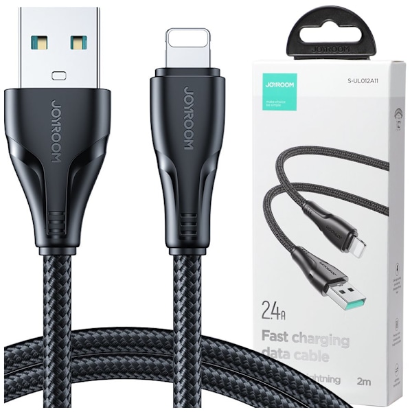 Joyroom USB - Lightning 2.4A Surpass Series-kabel 2 m svart (S-UL012A11)