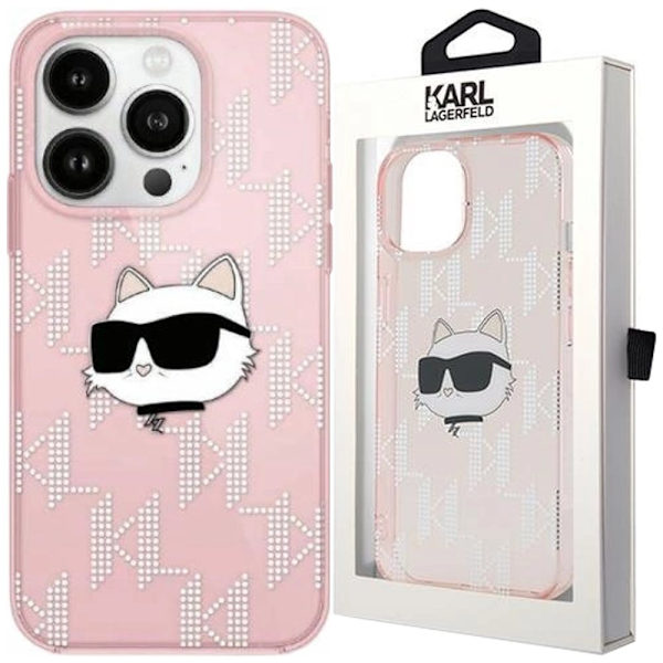 Karl Lagerfeld IML Choupette Head & Monogram Deksel til iPhone 14/15/13 - Rosa