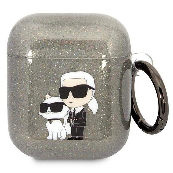 KARL LAGERFELD GLITTER KARL&CHOUPETTE ETUI TIL AIRPODS 1/2 - SORT