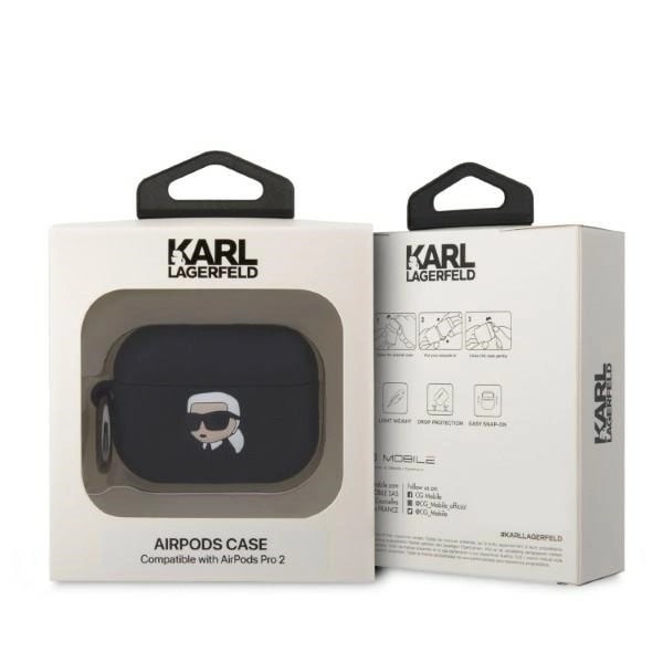 KARL LAGERFELD SILIKONE KARL HEAD 3D ETUI TIL AIRPODS PRO 2 - SORT