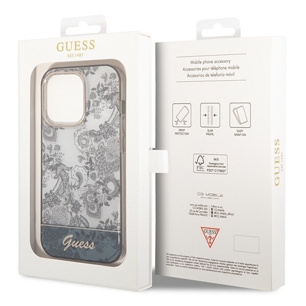 Guess GUHCP14LHGPLHG iPhone 14 Pro 6.1 grå/grå hardt etui porselenssamling