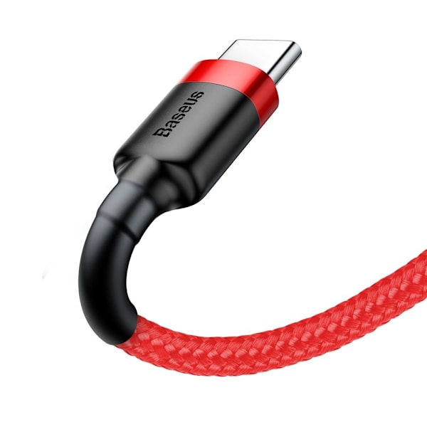 Baseus Cafule-kabel slitesterk nylonkabel USB / USB-C QC3.0 3A 1M rød (CATKLF-B09)