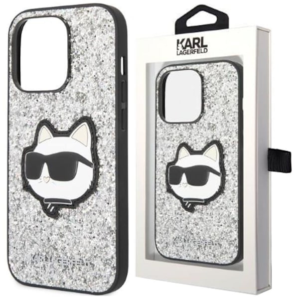 Karl Lagerfeld KLHCP14LG2CPS iPhone 14 Pro 6.1 sølv/sølv hardt deksel Glitter Choupette Patch