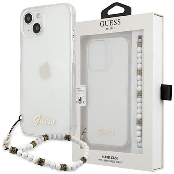 Guess GUHCP13MKPSWH iPhone 13 6.1 gjennomsiktig hardt deksel White Pearl