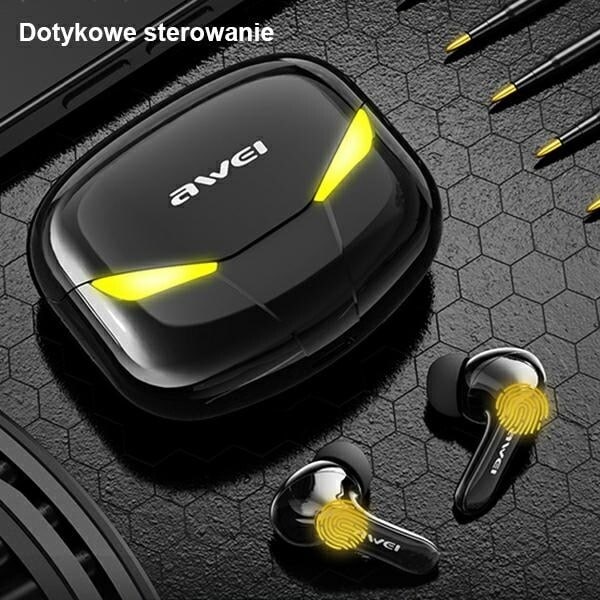 AWEI Bluetooth 5.0 T35 TWS hörlurar + gaming dockningsstation svart/svart