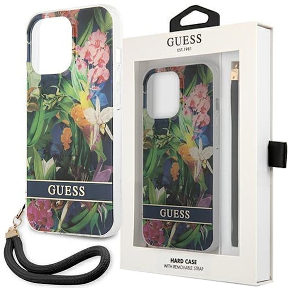 Guess GUOHCP14MHFLSB iPhone 14 Plus 6.7 blå/blå hard veske blomsterrem