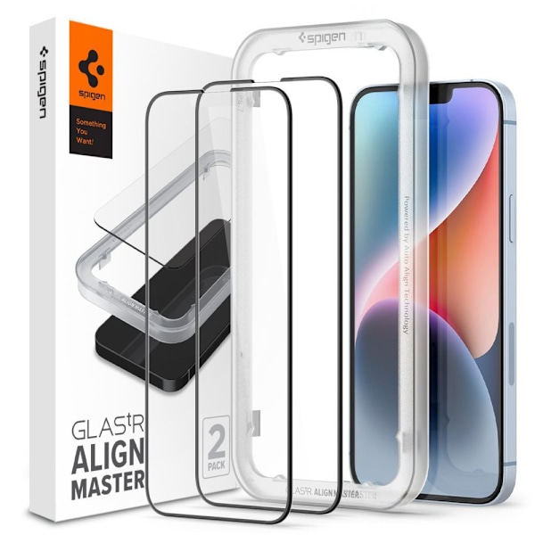 HÆRDET GLAS SPIGEN ALM GLASS FC 2-PACK IPHONE 13 / 13 PRO / 14 SORT